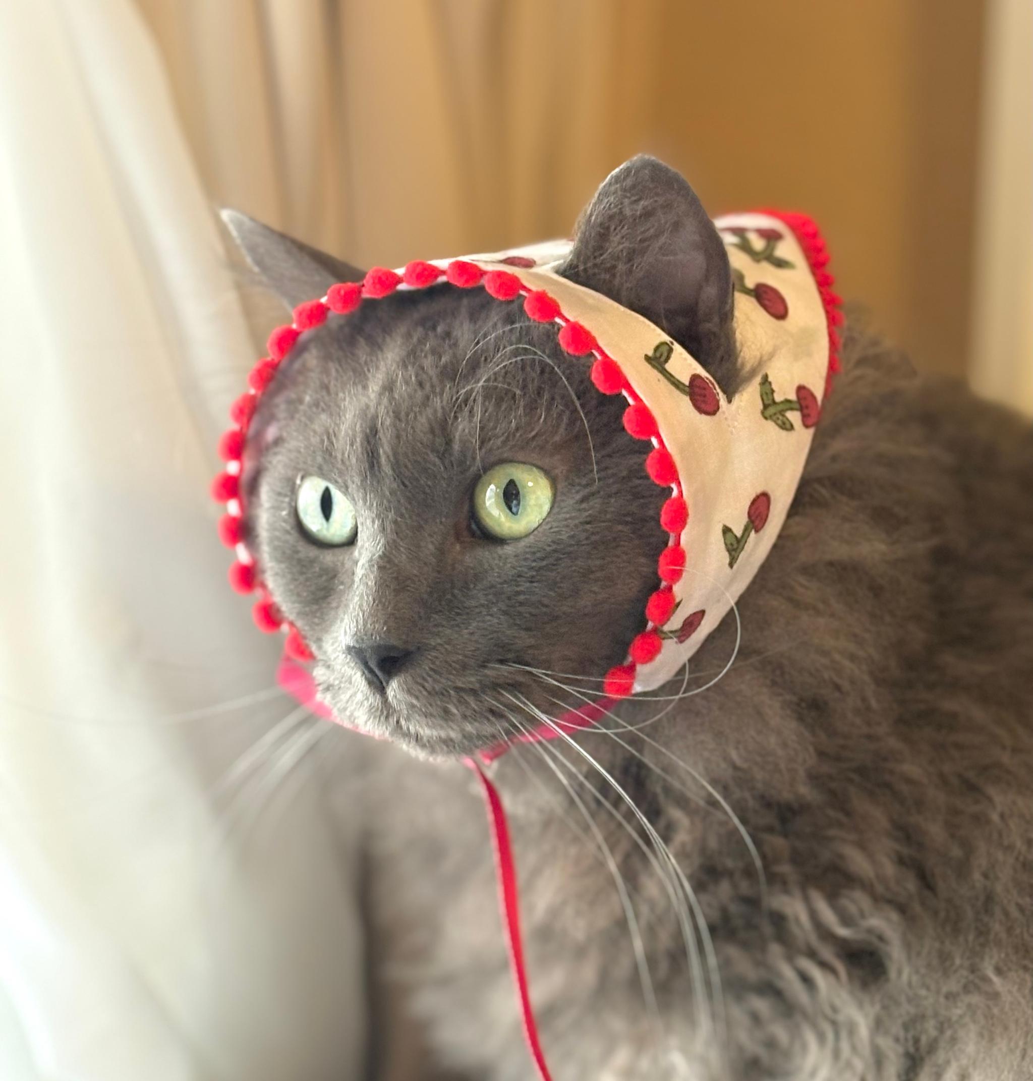 3/28、21:00〜CartOpen --シーズンバブーシュカ_さくらんぼバブーシュカ ブロックプリント | 2枚目